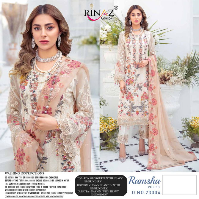 Rinaz Ramsha 13 Georgette Heavy Work Festive Wear Pakistani Salwar Kameez Collection